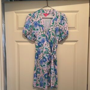 Lilly Pulitzer Pink and Blue Floral Wrap Dress